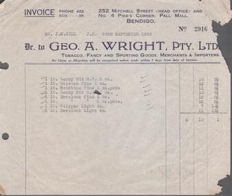 Document - INVOICE COLLECTION: G.A. WRIGHT
