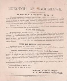 Document - EAGLEHAWK HISTORICAL SOCIETY COLLECTION: REGULATION NO. 4