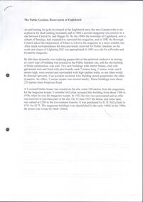 Document - EAGLEHAWK HISTORICAL SOCIETY COLLECTION: THE PUBLIC GARDEN RESERVATION AT EAGLEHAWK