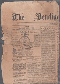 Newspaper - WES HARRY COLLECTION: THE BENDIGO EVENING NEW, DATED 26 OCTOBER 1885, October 1885