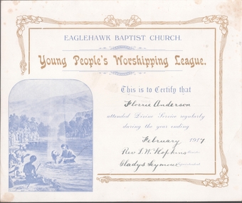 Document - CHURCHES OF BENDIGO COLLECTION: EAGLEHAWK BAPTIST CHURCH