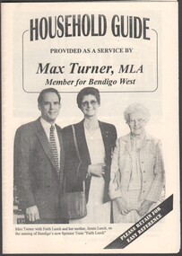 Booklet - WES HARRY COLLECTION: HOUSEHOLD GUIDE PRODUCED BY MAX TURNER MLA MEMBER FOR BENDIGO WEST