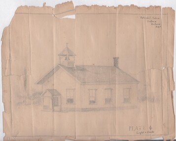 Document - WES HARRT COLLECTION: INK DRAWING SCHOOLHOUSE BY PATRICK TOBIN