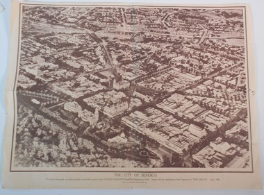 Document - BAGGALEY COLLECTION: LARGE AERIAL  PHOTOGRAPH POSTER OF BENDIGO APRIL 1936