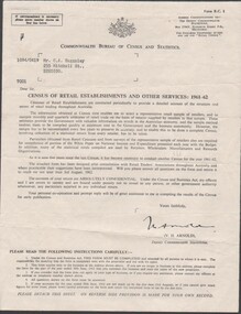 Document - BAGGALEY COLLECTION: COMMONWEALTH BUREAU OF CENSUS AND STATISTICS 1961-62