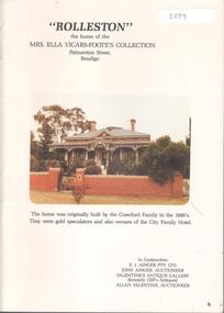Book - ANTIQUE AUCTION CATALOGUE FOR 'ROLLESTON', 1985