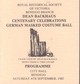 Document - ROYAL HISTORICAL SOCIETY OF VICTORIA COLLECTION: DEAN BACKHAUS CENTENERY CELEBRATIONS