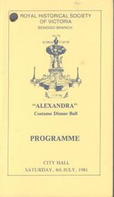 Document - ROYAL HISTORICAL SOCIETY OF VICTORIA COLLECTION: DINNER BALL PROGRAMME