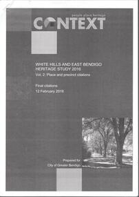 Book - WHITE HILLS AND EAST BENDIGO HERITAGE STUDY 2016