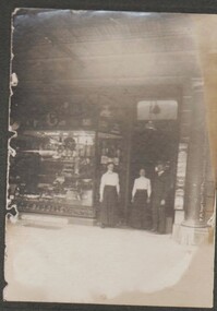 Photograph - BAGGALEY COLLECTION: PHOTOGRAPH OF SHOP FRONT (MITCHELL STREET) WITH THREE STAFF MEMBERS