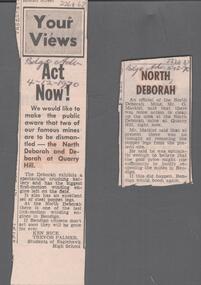 Newspaper - ALBERT RICHARDSON COLLECTION: NORTH DEBORAH AND DEBORAH GOLD MINES