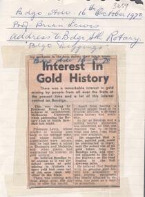Newspaper - ALBERT RICHARDSON COLLECTION: ARTICLE INTEREST IN GOLD HISTORY