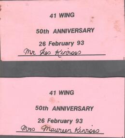 Document - RAAF RADAR REUNION COLLECTION: TICKETS TO 50TH ANNIVERSARY