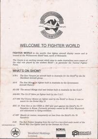 Document - RAAF RADAR REUNION COLLECTION: WELCOME TO FIGHTER WORLD