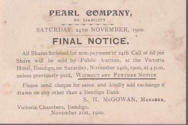 Document - ALBERT RICHARDSON COLLECTION: PEARL COMPANY SHARE NOTICE