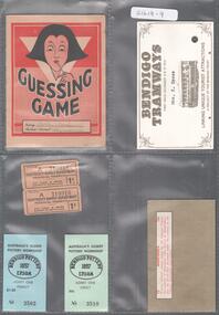 Ephemera - KEN HESSE COLLECTION: TRAM TICKETS, ENTRY TICKETS, INVITATION, GAME