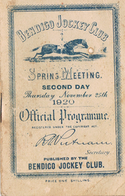 Document - GUINEY COLLECTION: RACING PROGRAM, 1920
