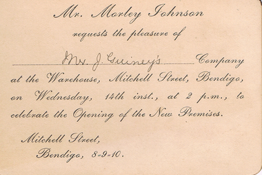 Document - GUINEY COLLECTION: INVITATION, 1910