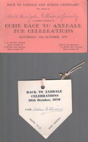 Document - AILEEN AND JOHN ELLISON COLLECTION: BACK TO AXEDALE CELEBRATIONS