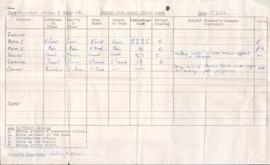 Document - AILEEN AND JOHN ELLISON COLLECTION: BENDIGO HIGH SCHOOL REPORT