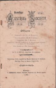 Book - EVA MAY CROWTHER COLLECTION: BENDIGO AUSTRAL SOCIETY PROGRAM