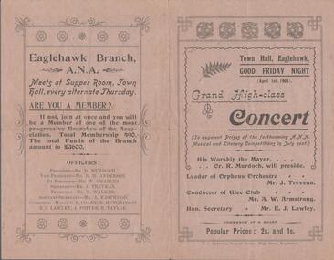 Document - EVA MAY CROWTHER COLLECTION: GRAND HIGH CLASS CONCERT PROGRAMME