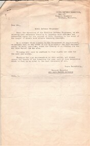 Document - AULSEBROOK COLLECTION: LETTER FROM CIVIL DEFENCE COMMITTEE