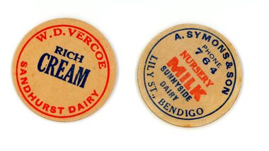 Memorabilia - SMALL ADVERTISING COASTERS: W.D. VERCOE, A. SYMONS