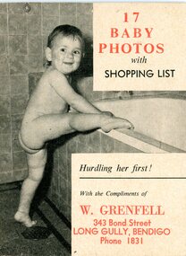 Book - W. GRENFELL BOOKLET WITH BABY PHOTOS AND SHOOPING LIST