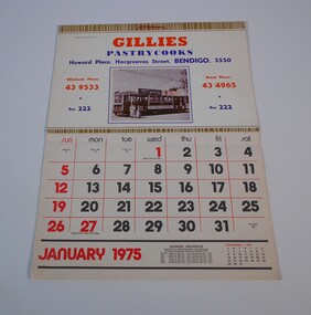 Document - CALENDAR COLLECTION: GILLIES 1975