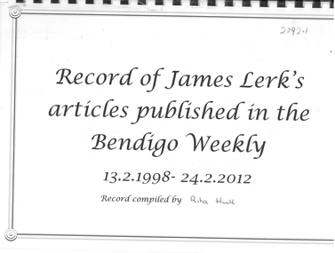 Book - INDEX FOR BENDIGO HISTORY VOLUMES 1-5, 1998-2012