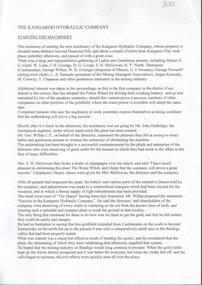 Document - KANGAROO HYDRAULIC COMPANY OPENING  25TH JANUARY 1894