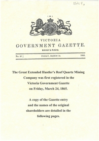 Document - GREAT EXTENDED HUSTLERS: GAZETTE ENTRY OF NAMES OF ORIGINAL SHAREHOLDERS