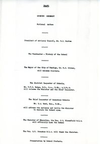 Document - GOLDEN SQUARE HIGH SCHOOL COLLECTION: DRAFT OPENING CEREMONY