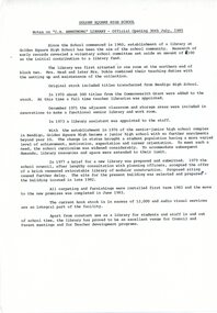 Document - GOLDEN SQUARE HIGH SCHOOL COLLECTION: NOTES ON C. H. ARMSTRONG LIBRARY