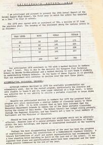 Document - GOLDEN SQUARE HIGH SCHOOL COLLECTION: PRINCIPAL REPORT 1978