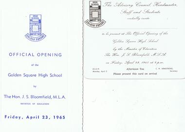 Document - GOLDEN SQUARE HIGH SCHOOL COLLECTION: INVITATION TO OFFICIAL OPENING