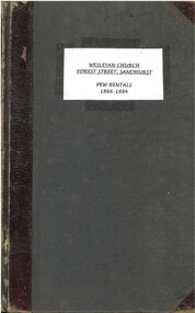 Book - FOREST STREET UNITING CHURCH COLLECTION: PEW RENTALS 1866-1884, 1866-1884