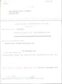 Document - BMTA COLLECTION: CORRESPONDANCE FOLDER, 1993 - 1999