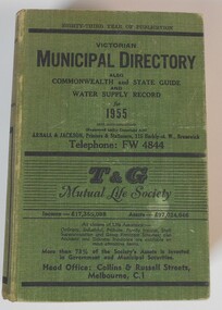 Book - BOOK: VICTORIAN MUNICIPAL DIRECTORY ALSO COMMONWEALTH AND STATE GUIDE AND WATER SUPPLY RECORD FOR 1955, 1955