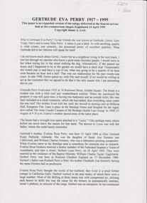 Document - GERTRUDE PERRY COLLECTION: EULOGY