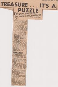 Newspaper - HARRIS COLLECTION:  NEWSPAPER CLIPPING RE BURIED TREASURE