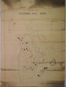 Plan - JAMES LERK COLLECTION: BENDIGO HISTORIC SOCIETY FEATURE PLAN OF VICTORIA HILL AREA  COMPILED BY AHQ SURVEY REGIMENT MAY 1971
