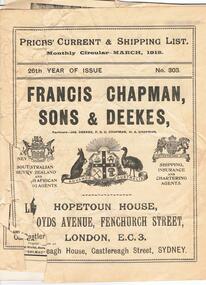 Document - ABBOTT COLLECTION: CATALOGUE FOR FRANCIS CHAPMAN,SONS & DEEKES, 1918