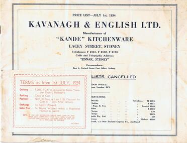 Document - ABBOTT COLLECTION: KAVANGH & ENGLISH  PRICE CATALOGUE, 1934