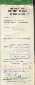 Document - H.A. & S.R. WILKINSON COLLECTION: CONTRACT OF SALE