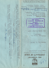 Document - H.A. & S.R. WILKINSON COLLECTION: CONTRACT OF SALE