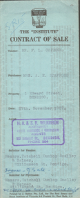 Document - H.A. & S.R. WILKINSON COLLECTION: CONTRACT OF SALE