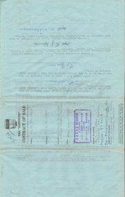 Document - H.A & S.R. WILKINSON COLLECTION: CONTRACT OF SALE