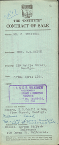 Document - H.A. & S.R. WILKINSON COLLECTION: CONTRACT OF SALE